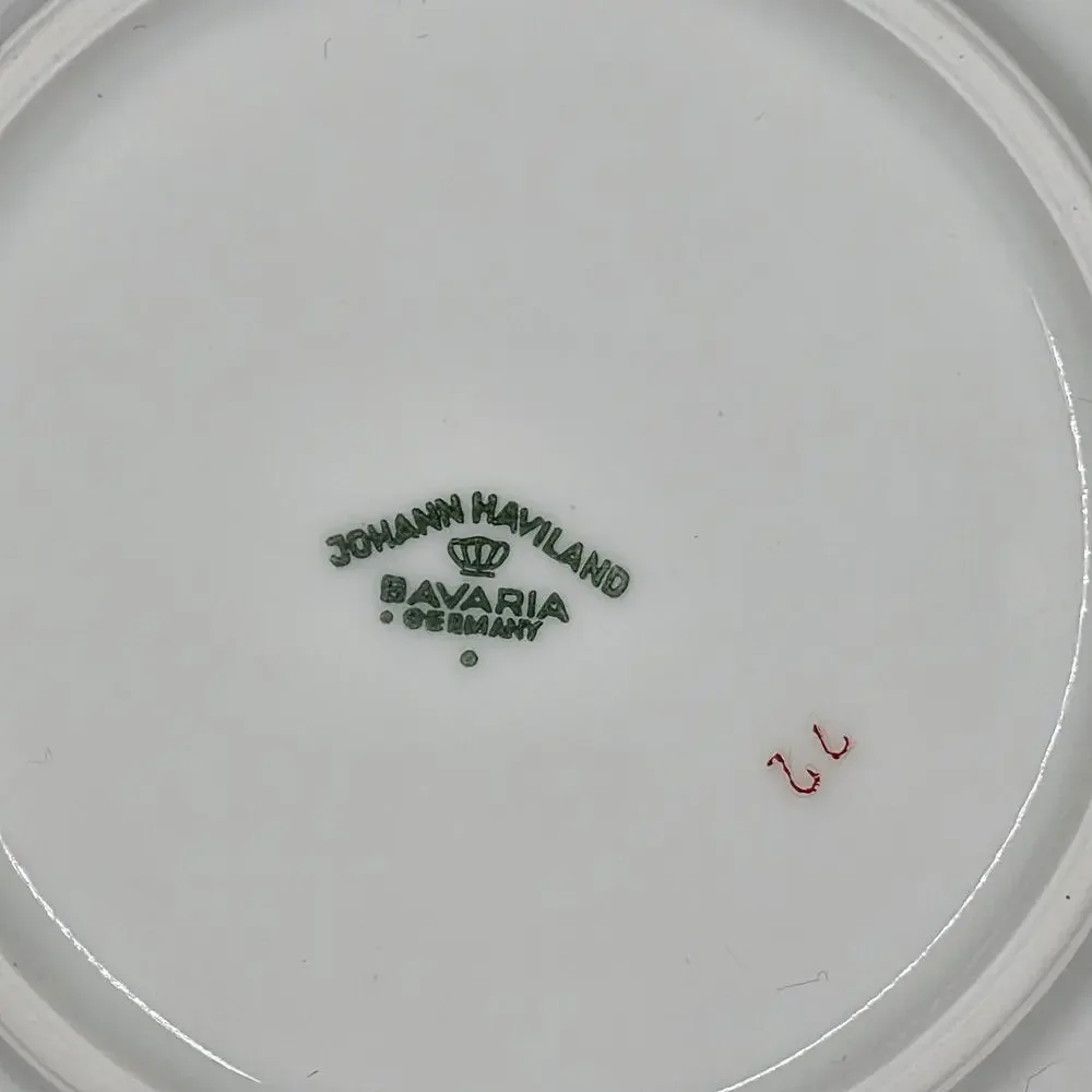 VINTAGE JOHANN HAVILAND BAVARIA GERMANY FLORAL PORCELAIN PLATE – GOLD TRIM – 6